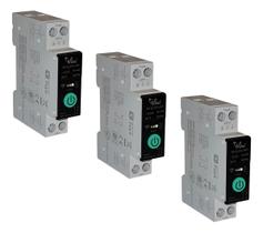 Kit 3 Disjuntor Medidor Wifi 1-63a Ajustável Alexa Google H