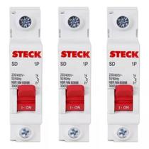 Kit 3 Disjuntor Monopolar Automático 10a Curva C Sdd61c10 Steck