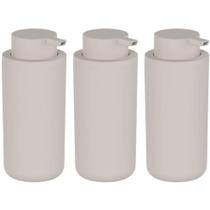 Kit 3 Dispenser de Parede 500ml Sabonete Liquido Shampoo Banheiro Hotel Bege