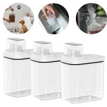 Kit 3 Dispenser Dosador Porta Sabão Em Pó Amaciante Multiuso 1,5L Organizador Lavanderia C/Medidor - Flow OU Martiplast