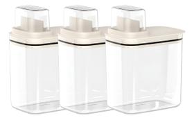 Kit 3 Dispenser para Sabão Líquido ou em Pó 1,5L Branco OU