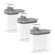 Kit 3 Dispenser Pote Medidor Hermético Produtos Limpeza Organizador Lavanderia 1,5L