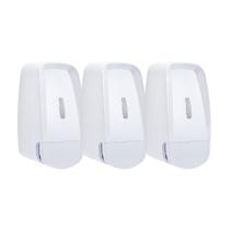 Kit 3 Dispenser Saboneteira 600ml Reservatório Acoplado Visor Push Fácil Instalação Banheiro Parede Cozinha Sabonete Detergente Álcool Líquido Gel
