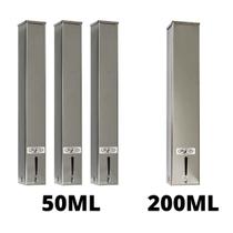 Kit 3 Dispensers Quadrado 50ml Inox + 1 Dispenser Quadrado 200ml Inox