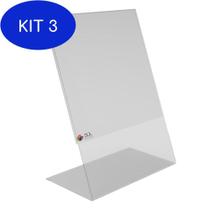 Kit 3 Display Expositor Em L Porta Folha A4 Vertical Mesa E Balcão