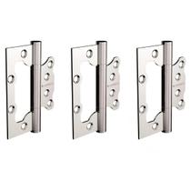 Kit 3 dobradiça 4x3 media inox escovado c/ rolamento soprano Kit 3 dobradiça 4x3 media inox escovado c/ rolamento soprano