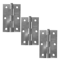 Kit 3 Dobradiça para Porta De Madeira Interna 3,5x2,5 Galvanizada + Parafusos