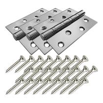 Kit 3 Dobradiças Inox 304 Escovado 4'' Polegadas Rolamento Axial Com Parafusos Kit 3 Dobradiças Inox 304 Escovado 4'' Polegadas Rolamento Axial Com Parafusos