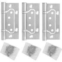 Kit 3 Dobradiças Inox 4x3" para Porta com Parafusos
