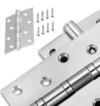 Kit 3 Dobradiças Para Porta 4x3 Inox Escovada Com Rolamento Kit 3 Dobradiças Para Porta 4x3 Inox Escovada Com Rolamento