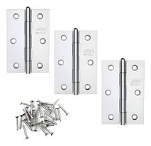 Kit 3 Dobradiças Para Porta Em Aço Inox Stam Com Parafusos