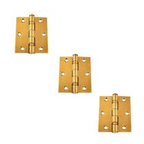 Kit 3 Dobradiças Porta Inox Dourada Polida Brilho 3 1/2 X 3 Kit 3 Dobradiças Porta Inox Dourada Polida Brilho 3 1/2 X 3