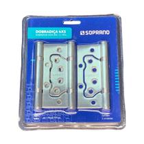 Kit 3 Dobradiças Sobrepor Encaixe Inox Escovado 4x3 Soprano