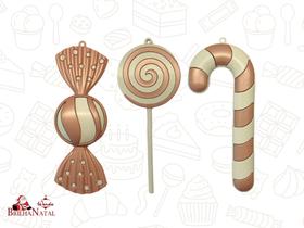 Kit 3 Doces Enfeites de Natal de 15 cm - Decoração de Pendurar.