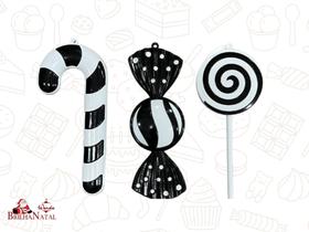 Kit 3 Doces Enfeites de Natal de 15 cm - Decoração de Pendurar.