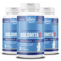 Kit 3 Dolomita com Vitamina D Unilife 120 cápsulas
