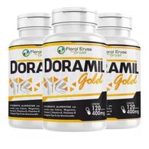 KIT 3 Doramil Gold 120 Cápsulas cada frasco 400mg Cálcio Colágeno Tipo 2 Vitaminas C K2 e D3 Floral Ervas Do Brasil