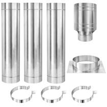 Kit 3 Duto 5 + Canhão + Adapt. Abraçadeira Chaminé Aço I