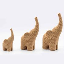 Kit 3 Elefante Decorativo Efeito Tricot Moderno Minimalista Kit 3 Elefante Decorativo Efeito Tricot Moderno Minimalista