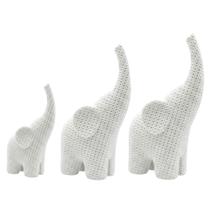 Kit 3 Elefante Decorativo Efeito Tricot Moderno Minimalista Kit 3 Elefante Decorativo Efeito Tricot Moderno Minimalista