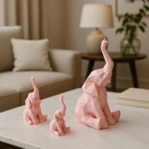 Kit 3 Elefantes Decorativos Família Geométricos Modernos, perfeitos para Sala, Quarto, Escritório e Kit 3 Elefantes Decorativos Família Geométricos Modernos, perfeitos para Sala, Quarto, Escritório e
