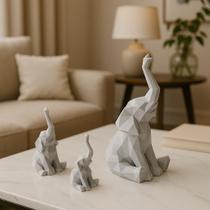 Kit 3 Elefantes Decorativos Família Geométricos Modernos, perfeitos para Sala, Quarto, Escritório e Kit 3 Elefantes Decorativos Família Geométricos Modernos, perfeitos para Sala, Quarto, Escritório e