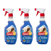 Kit 3 Eliminador de Odores Sanol Dog Spray 500ml