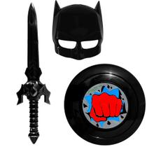 Kit 3 em 1 Batma Espada Máscara e Escudo Infantil Brinquedo