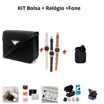 Kit 3 em 1: Bolsa, Relógio e Fone Ótima Opção de Presente Cores Variadas!