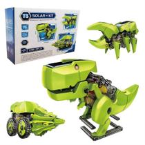 Kit 3 em 1 brinquedo robô solar dinossauro trator inseto educativo