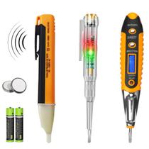 Kit 3 em 1 Caneta Detectora de Tensão e Chave Teste Digital de Corrente + Chave Fenda Teste Voltagem