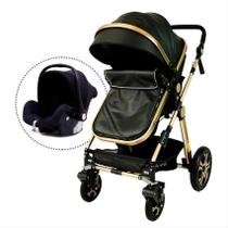 Kit 3 em 1 Carrinho Luxo Preto Bebê Conforto Selo Inmetro / Club Baby / Envio Imediato