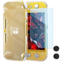 Kit 3 em 1 Case Capa Protetora Transparente Silicone Console Nintendo Switch Lite + 2 Grips + Pelicula Proteção Vidro - Oivo