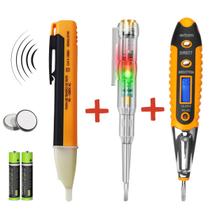 Kit 3 em 1 Chave Fenda Teste Voltagem e Chave Teste Digital de Corrente e Caneta Detectora de Tensão Elétrica Kit 3 em 1 Chave Fenda Teste Voltagem e Chave Teste Digital de Corrente e Caneta Detectora de Tensão Elétrica