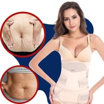 Kit 3 em 1 Cinta Modeladora Pósparto com tiras autocolantes, Recuperação Abdominal