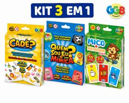 KIT 3 em 1 com CADÊ + QUEM SOU EU-MIMICA + JOGO DO MICO - MEMORIA KIT 3 em 1 com CADÊ + QUEM SOU EU-MIMICA + JOGO DO MICO - MEMORIA