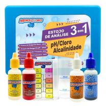 Kit 3 Em 1 e Medidor Ph Cloro Alcalinidade Água Piscinas Kit 3 Em 1 e Medidor Ph Cloro Alcalinidade Água Piscinas