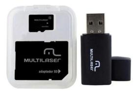 Kit 3 em 1 Pen drive + Adaptador SD + Cartão De Memória Classe 10 com Trava de Segurança 64GB Preto Multilaser - MC115
