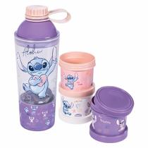 Kit 3 Em 1 Shakeira 600ml + 03 Potes Stitch Disney Plasútil - Plasutil