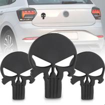 Kit 3 Emblemas Injetado Caveira Justiceiro Preto Kit 3 Emblemas Injetado Caveira Justiceiro Preto