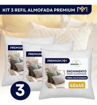 Kit 3 Enchimento Almofada Refil 45X45 Fibra Antiácaro Antial