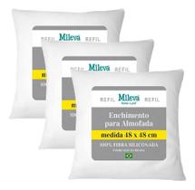 Kit 3 Enchimento Almofada Refil 48X48 Fibra 100% Siliconada