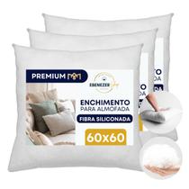 Kit 3 Enchimentos Para Almofada 60x60 Refil Fibra Siliconada Antiácaro Antialérgico Extra Macia Premium Kit 3 Enchimentos Para Almofada 60x60 Refil Fibra Siliconada Antiácaro Antialérgico Extra Macia Premium