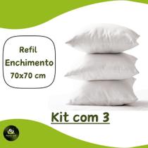 Kit 3 Enchimentos Refil Almofada 70x70 Fibra Siliconada 450g Kit 3 Enchimentos Refil Almofada 70x70 Fibra Siliconada 450g