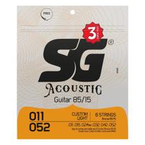 Kit 3 encordoamento cordas sg violao 011 aco bronze 85/15 Kit 3 encordoamento cordas sg violao 011 aco bronze 85/15