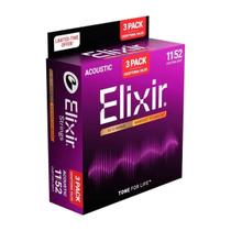 KIT 3 Encordoamento Elixir 011 Custom Light Violao Aço Nanoweb 16564 KIT 3 Encordoamento Elixir 011 Custom Light Violao Aço Nanoweb 16564