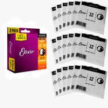 KIT 3 Encordoamento Elixir violao 012 phosphor bronze 16545