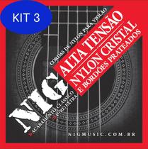 Kit 3 Encordoamento Nig N410 Violão Nylon Tensão Alta