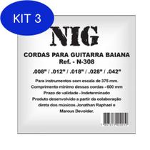 Kit 3 Encordoamento Nig Para Guitarra Baiana 8/42 - Ec0016
