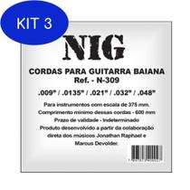 Kit 3 Encordoamento Nig Para Guitarra Baiana 9/48 - Ec0015